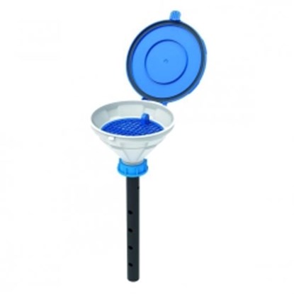 Slika za Safety funnels with hinged lid, V2.0, white/blue, HDPE