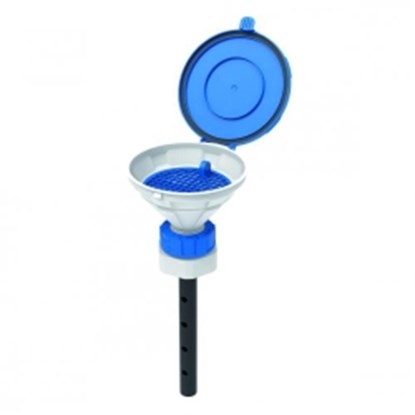 Slika za Safety funnels with hinged lid, V2.0, white/blue, HDPE